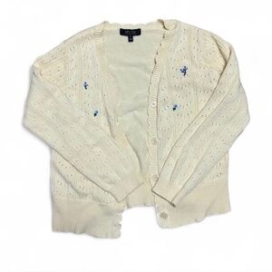 Witty Fox Pastel yellow cardigan with embroidered flowers